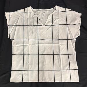 Chic White Grid Pattern Top